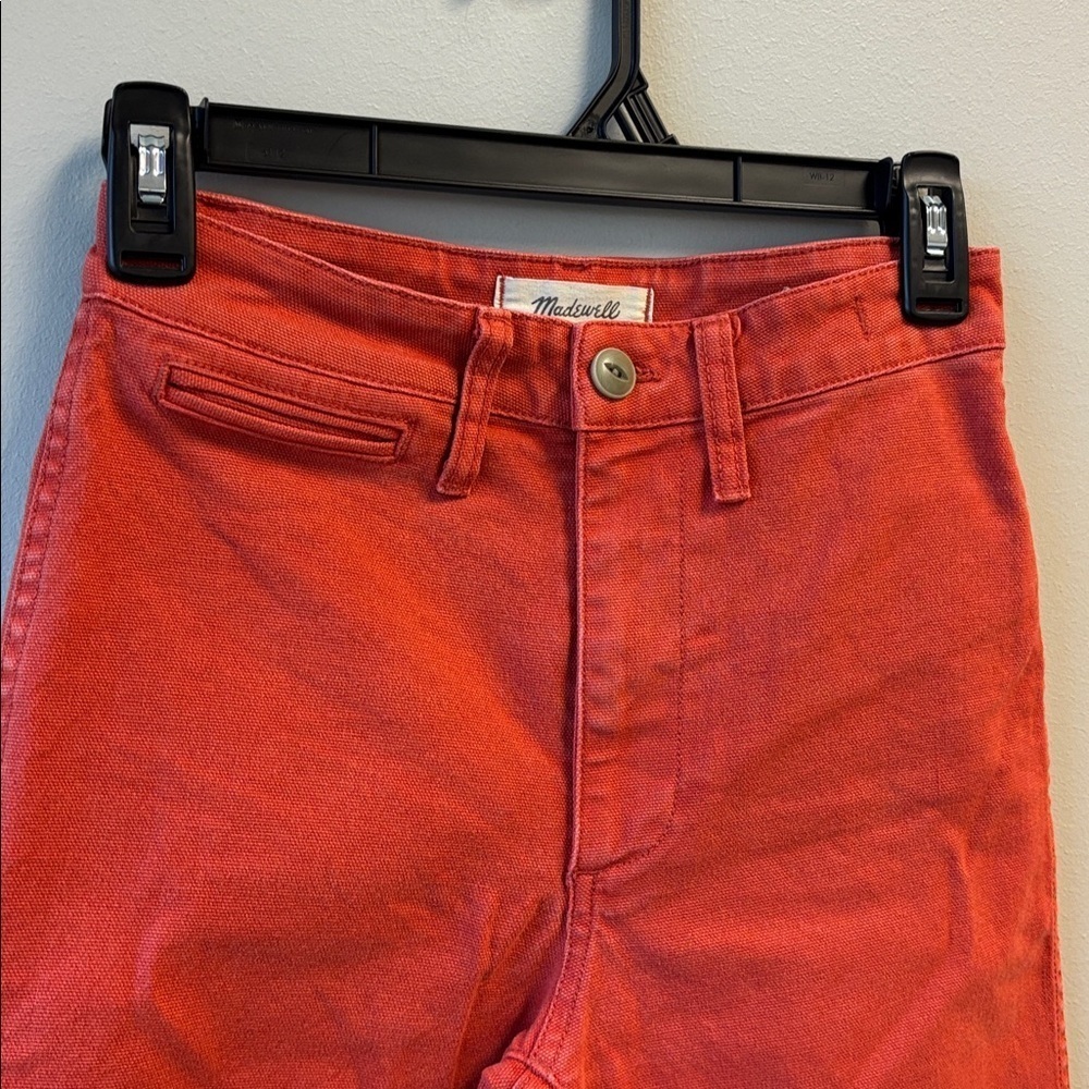Madewell Orange Red Denim slim Emmett wide leg - Picture 3 of 7